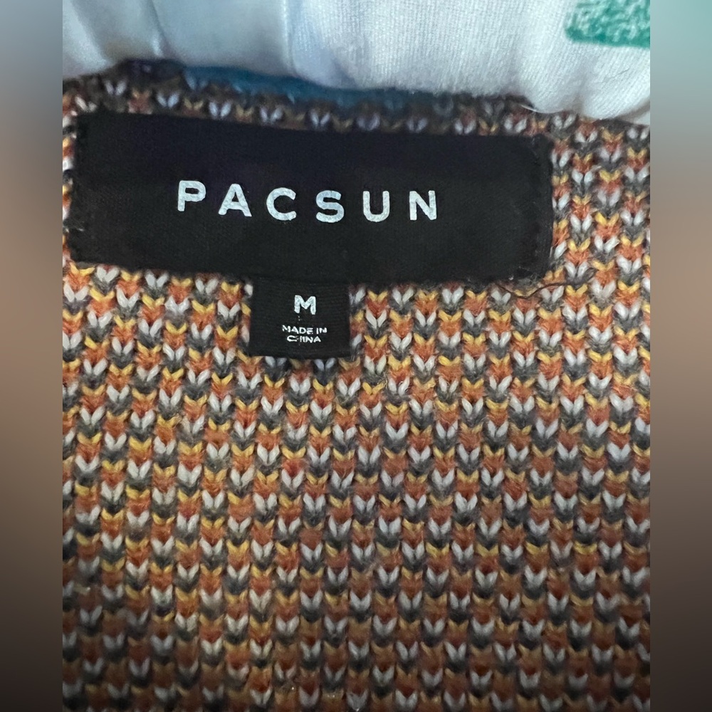PacSun Los Angeles California Floral Knit Cardigan - Teal & Gray - Picture 2 of 2
